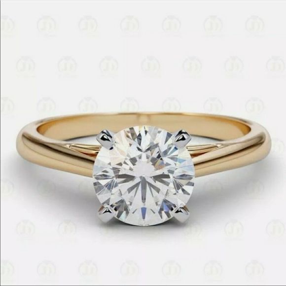 14k Yellow Gold 2Ct Moissanite Diamond Ring Retail $3,500!! - Picture 3 of 17